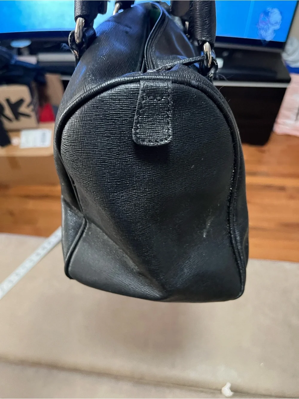 FURLA GENUINE LEATHER Classic Black Leather Satchel Handbag - Women's Bag